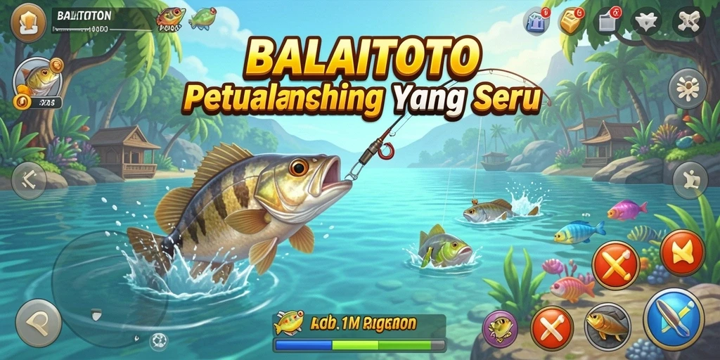 Gameplay BALAITOTO yang seru dengan pengalaman memancing yang mendebarkan.