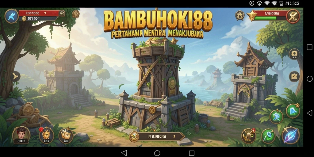 Tampilan dinamis gameplay Tower Defense di BAMBUHOKI88.