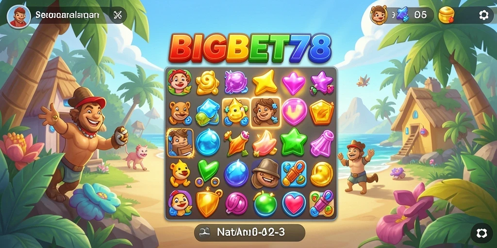 Tangkapan layar utama BIGBET78 menampilkan gameplay seru Match-3.