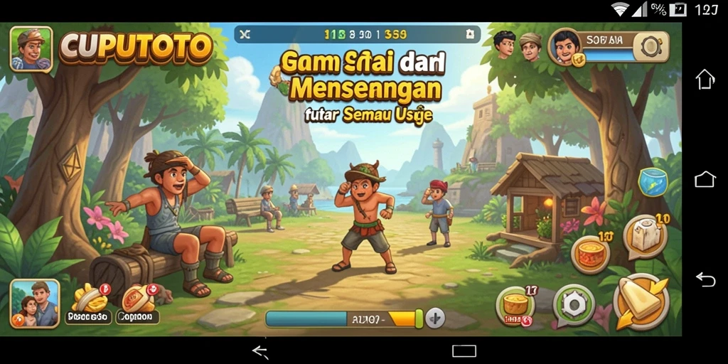Screenshot gameplay CUPUTOTO menampilkan aksi seru dan warna-warni.