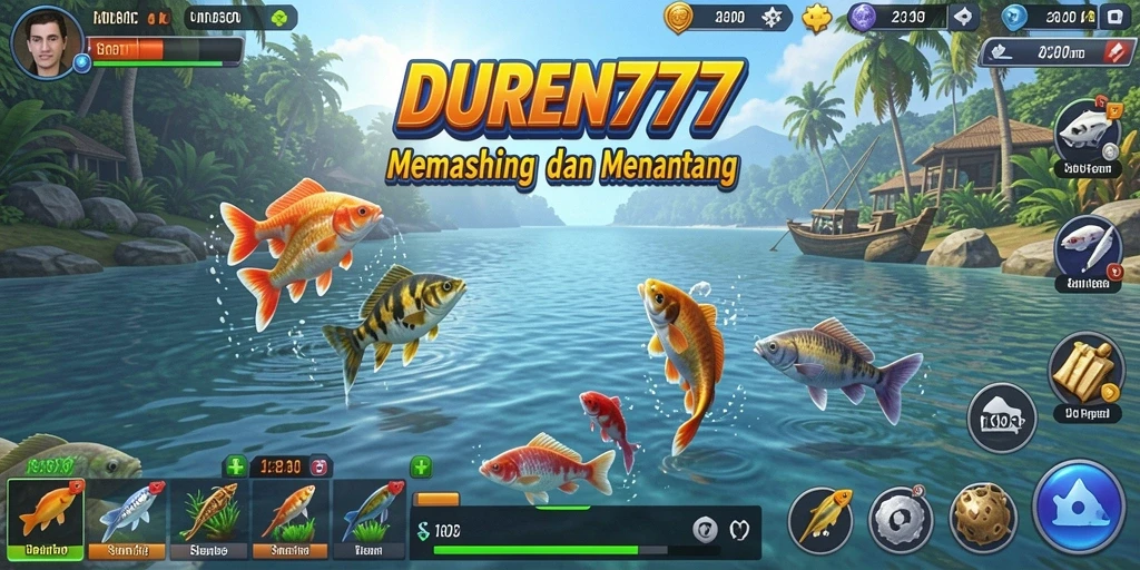 Screenshot menampilkan aksi seru memancing dalam DUREN777.