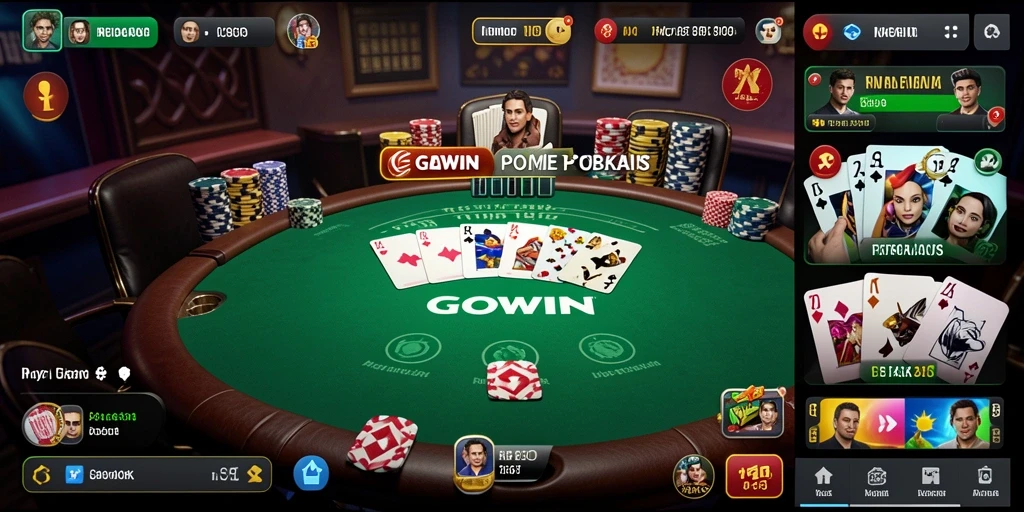 Screenshot utama GOWIN menampilkan gameplay seru permainan Poker.
