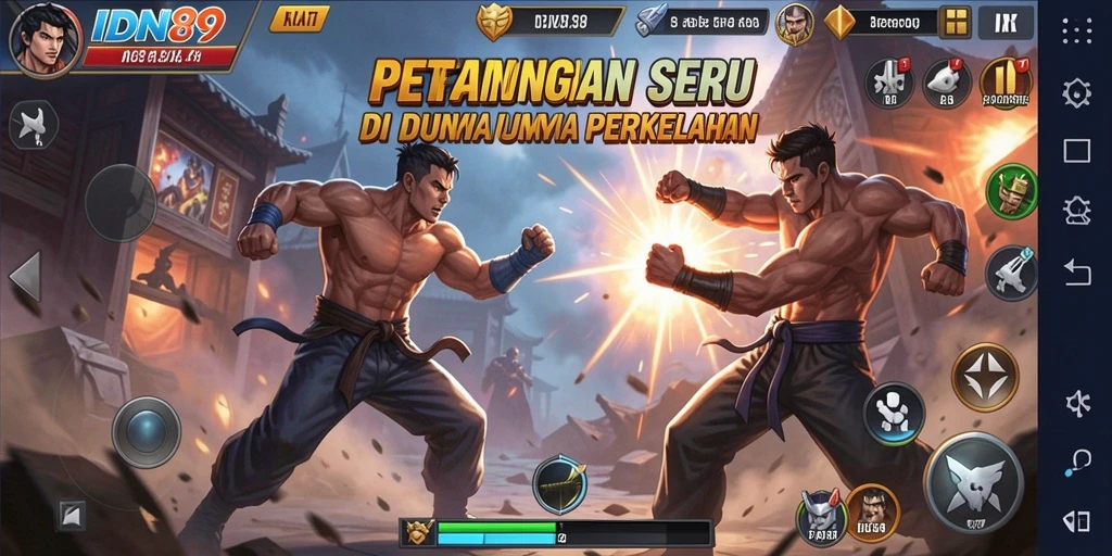 Screenshot IDN89 menampilkan duel seru antara karakter dengan efek visual yang memukau.