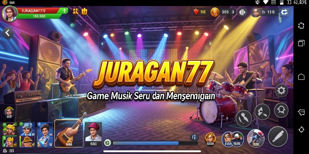 Tampilan gameplay seru di JURAGAN77 yang menampilkan pengalaman musik.
