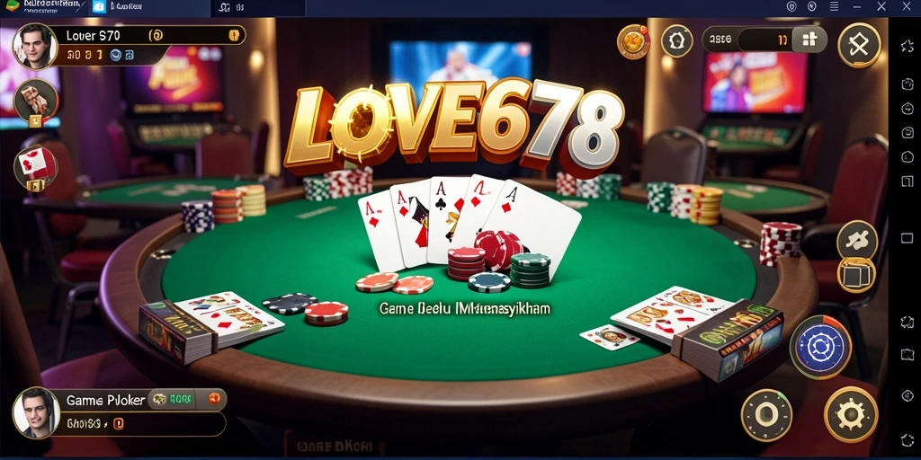 Tampilan gameplay LOVE678 saat pertarungan poker yang mendebarkan.