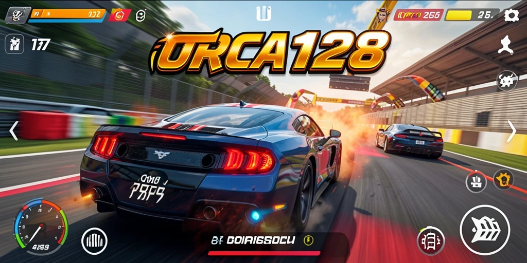 Tampilan gameplay balap menegangkan di ORCA128.