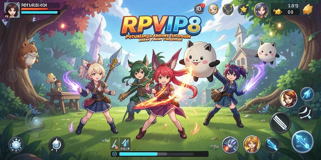 Screenshot RPVIP8 menampilkan karakter Anime dalam action.