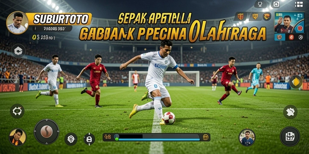 Screenshot SUBURTOTO menunjukkan aksi seru di lapangan sepak bola.
